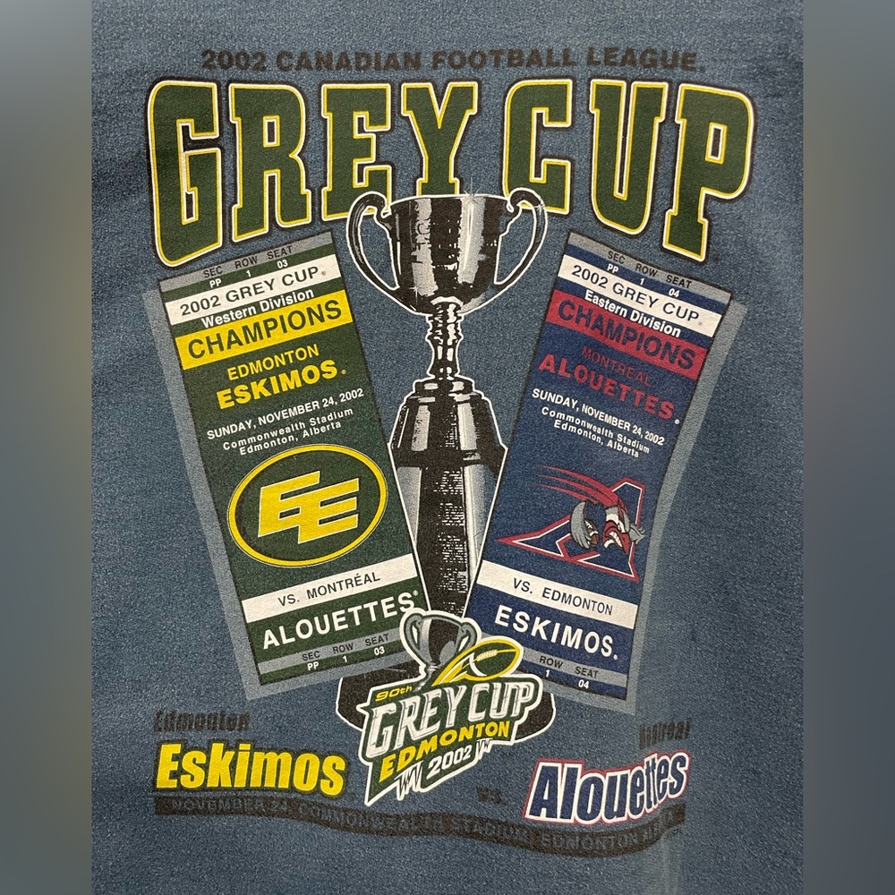 Vintage 2002 Grey Cup CFL Montreal/Edmonton Championship Sweatshirt, Size L